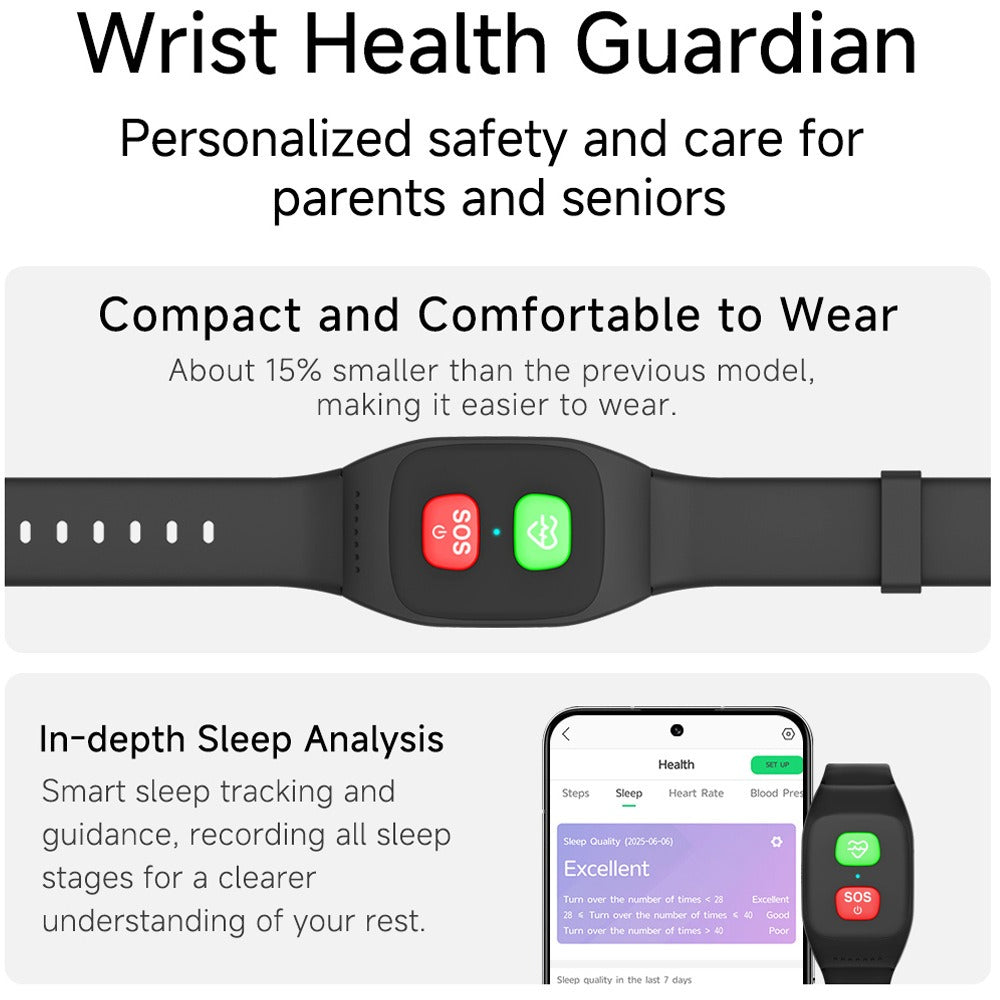 Waterproof seniors' GPS smartwatch: SOS, health monitor, independent calling, fitness tracker for elder care.