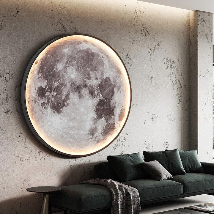 Serene LED Moon Wall Lamp, providing a beautiful lunar glow for modern home decor and ambient lighting.