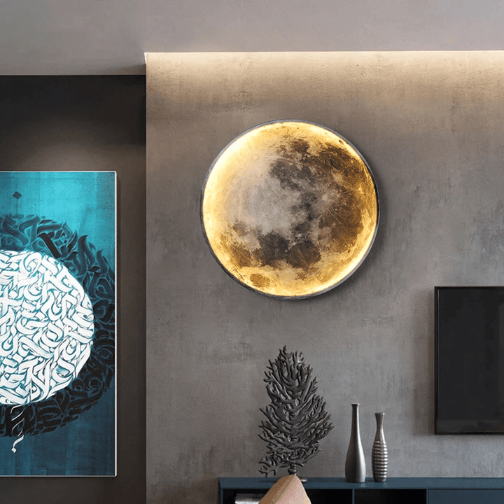 LED Moon Wall Light, perfect for bedroom and living room, creating peaceful mood lighting and celestial decor.