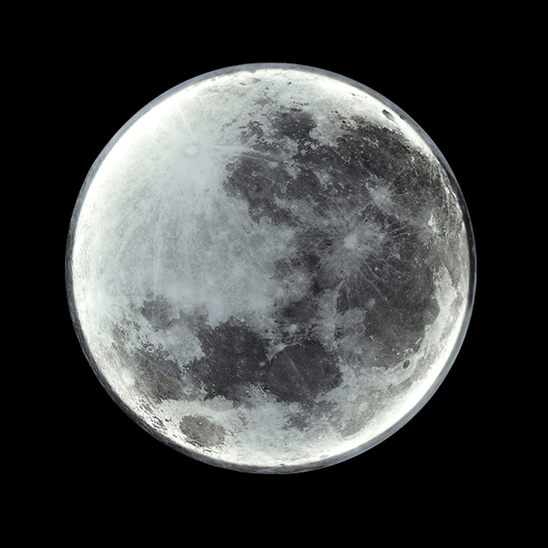 Close-up of LED Moon Wall Lamp, showcasing detailed lunar surface and soft, inviting ambient light.