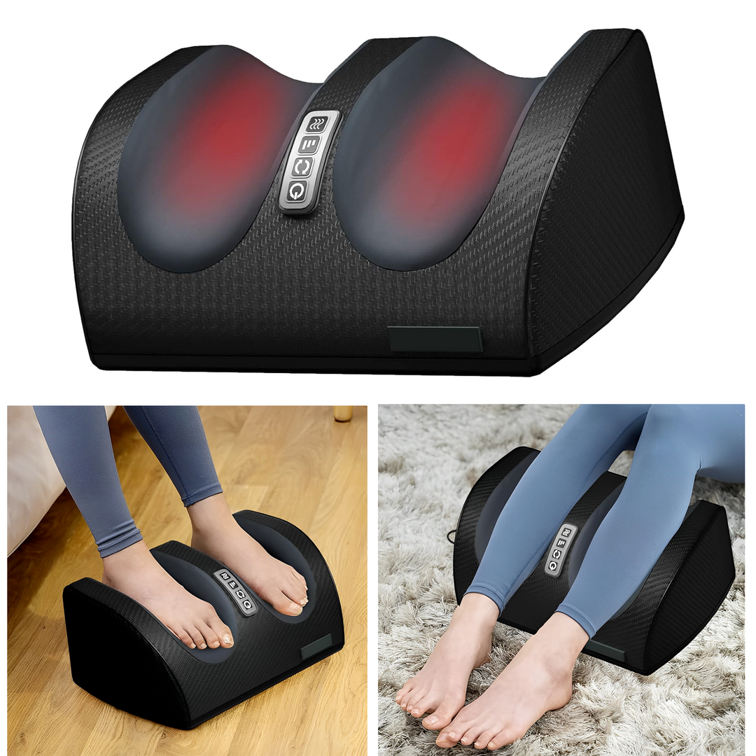 Shiatsu foot and calf massager with heat and compression for deep relaxation and pain relief.