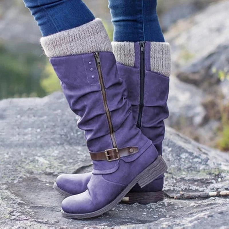 Cozy women's walking boots for winter. Mid-calf, waterproof, with orthopedic arch support & slip-resistant outsole.