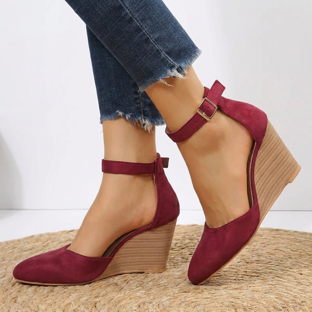Fashionable Siena women's wedge heels with a delicate ankle strap, perfect for parties.
