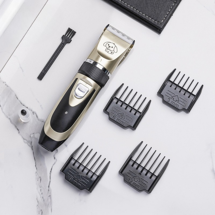 Easy-to-use silent pet grooming trimmer for dogs. Complete home grooming kit with adjustable combs for all breeds.