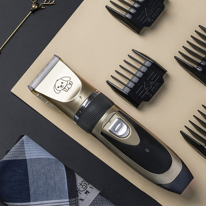 Complete silent dog grooming kit for pets. Quiet trimmer, adjustable combs & accessories for effective home care.