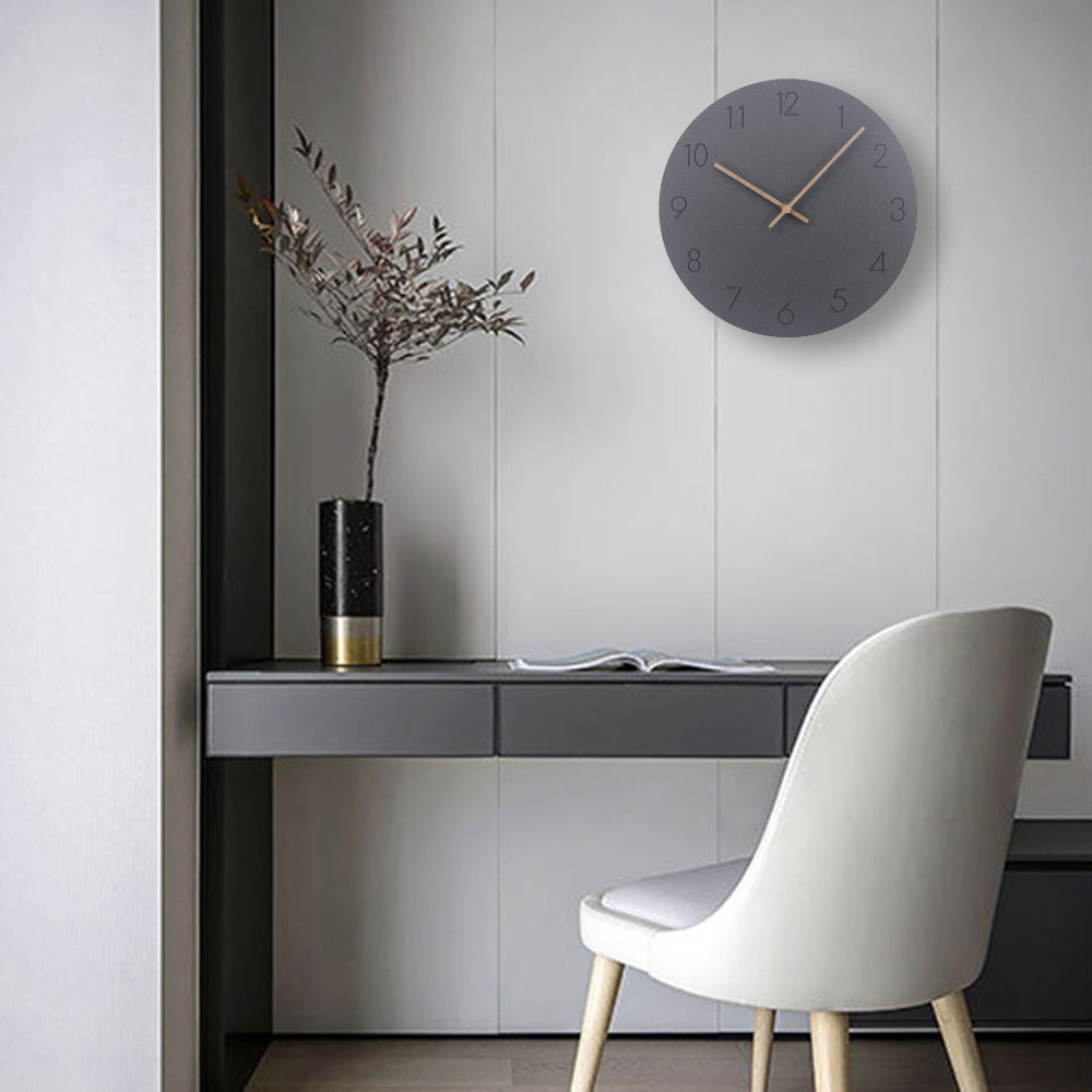 Silent Scandinavian wooden wall clock, minimalist design for peaceful home decor.