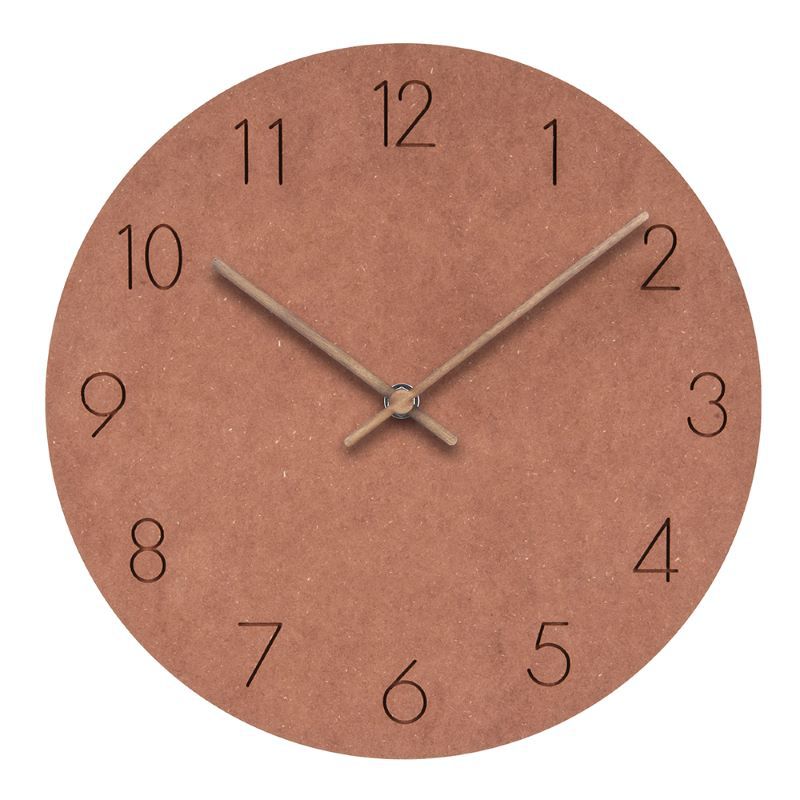 Elegant silent wooden wall clock, Scandinavian style, enhances any contemporary home interior.
