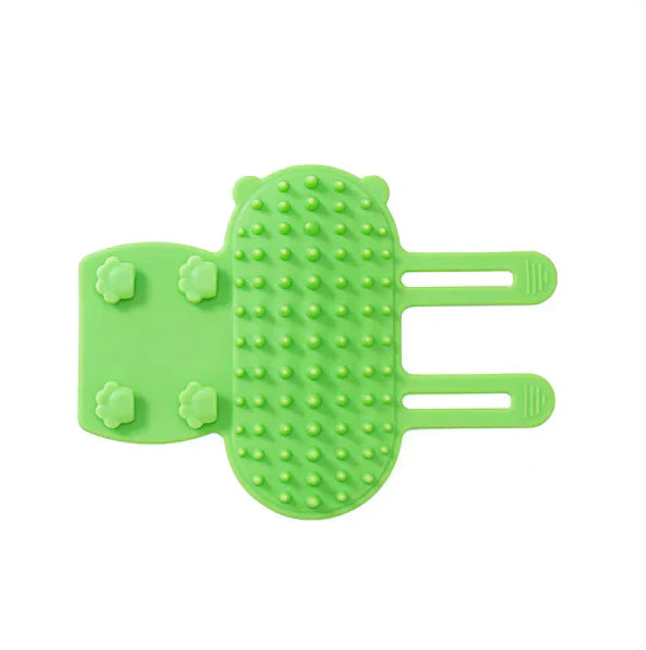 Feline self-groomer: a multi-color silicone cat brush providing itch relief & pet grooming for happy cats.