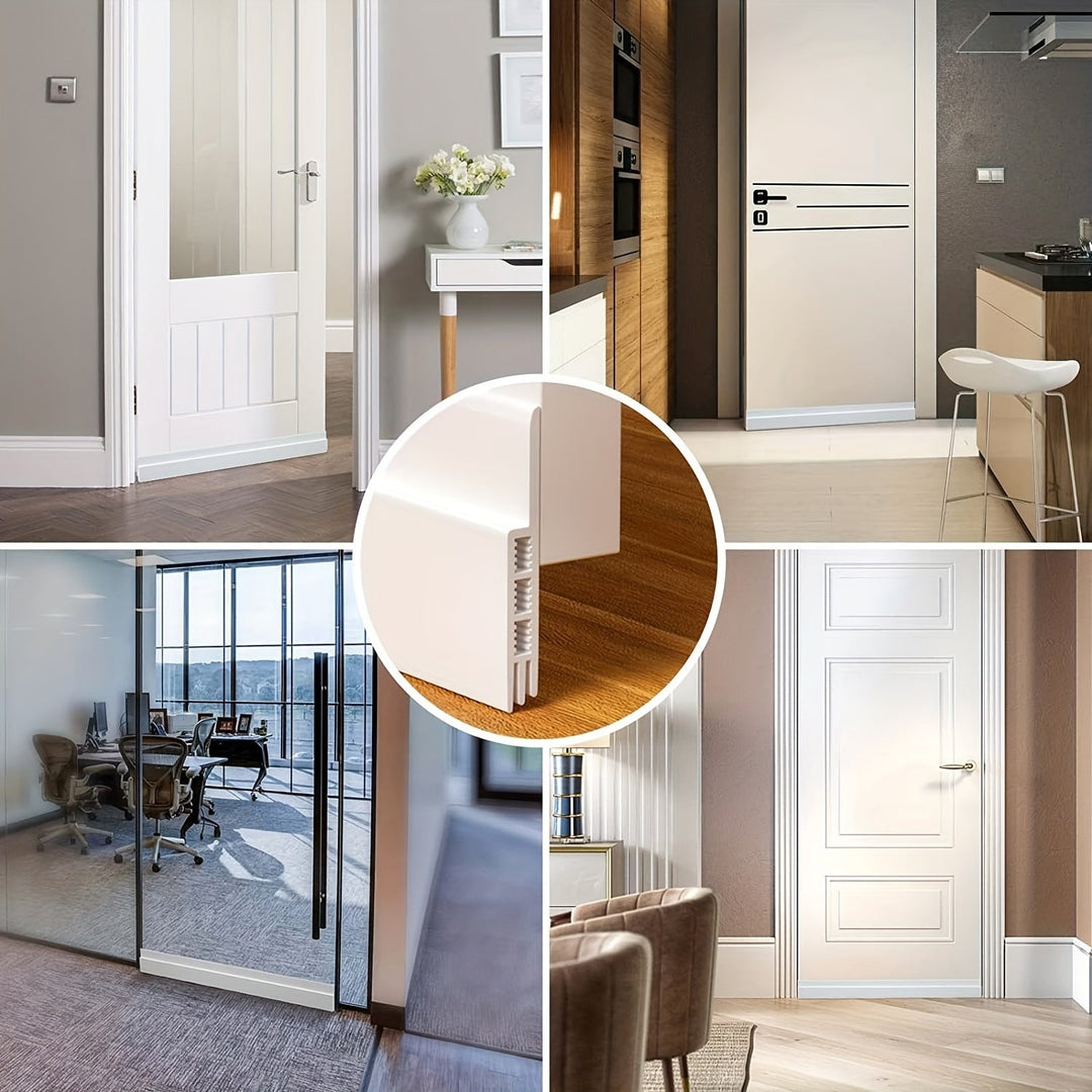 Robust silicone weather stripping seals doors, blocking drafts and noise.