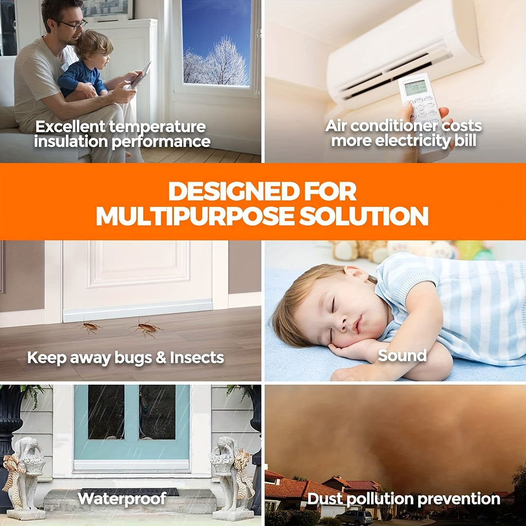 Energy saving silicone draft excluder for optimal home insulation and comfort.