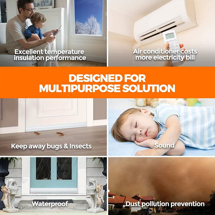 Energy saving silicone draft excluder for optimal home insulation and comfort.
