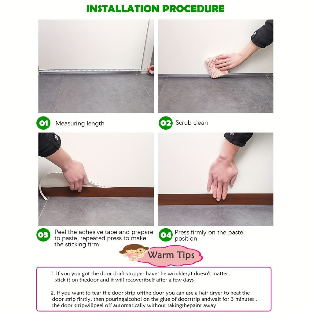 Quiet home solutions: Silicone door sweep with strong adhesive for sound insulation.