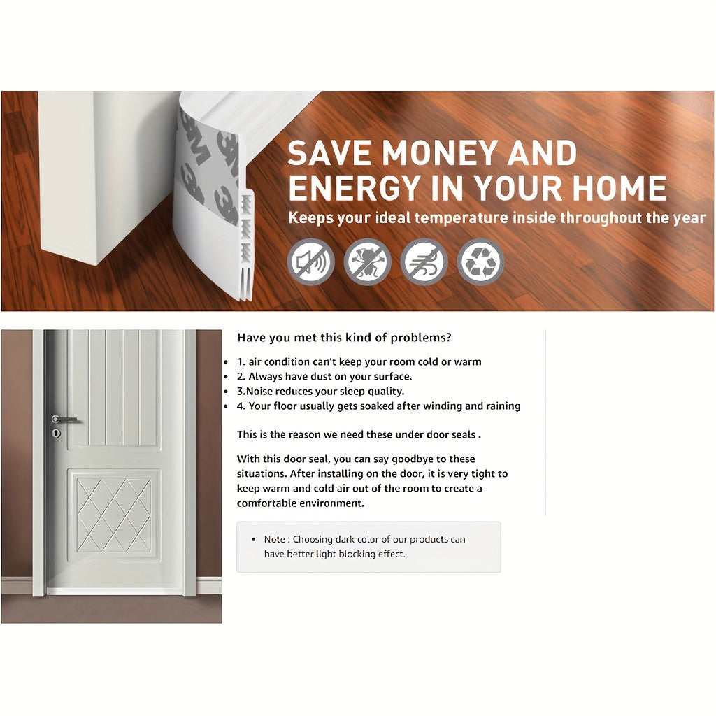 Cut energy costs using this soundproofing silicone door seal draft excluder.