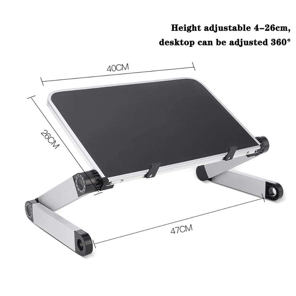 Multi-angle adjustable laptop stand for desk & bed, a portable computer accessory for home office.