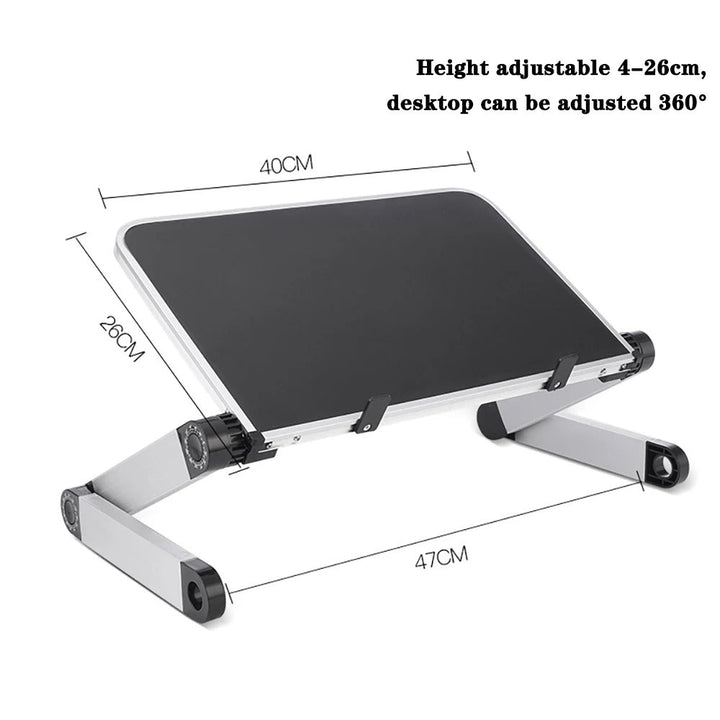 Multi-angle adjustable laptop stand for desk & bed, a portable computer accessory for home office.