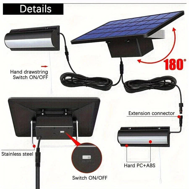 Dual head solar garden pendant light, hassle-free installation. Eco-friendly & weather-resistant deck lighting.