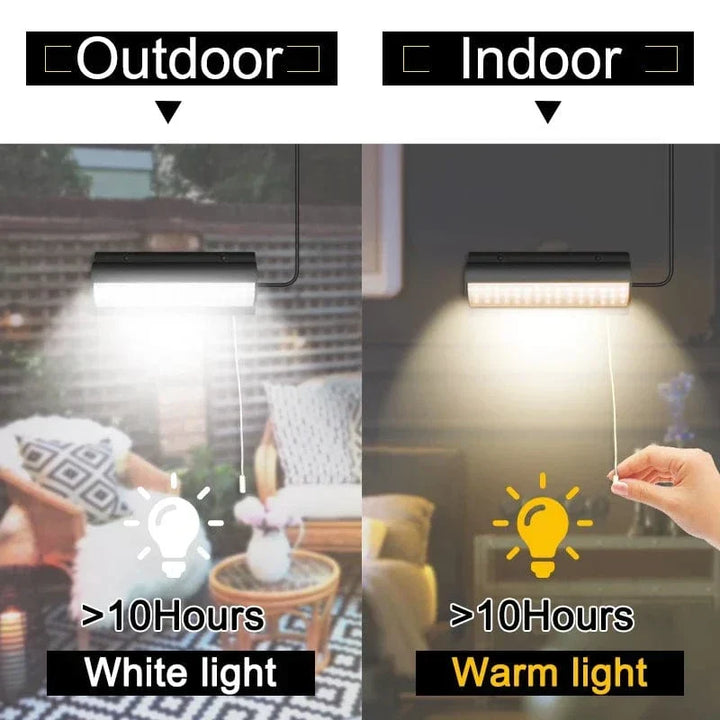 Energy-saving single solar LED pendant, enhances patio ambiance. Sustainable outdoor garden lighting.