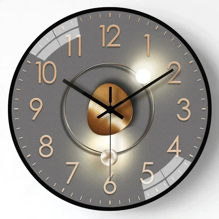 Battery-powered 8-inch silent wall clock, easy to hang for instant modern home or office decor.
