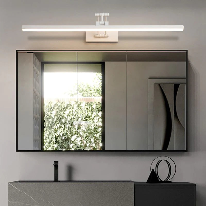 Contemporary LED wall lamp with adjustable light for hallways.