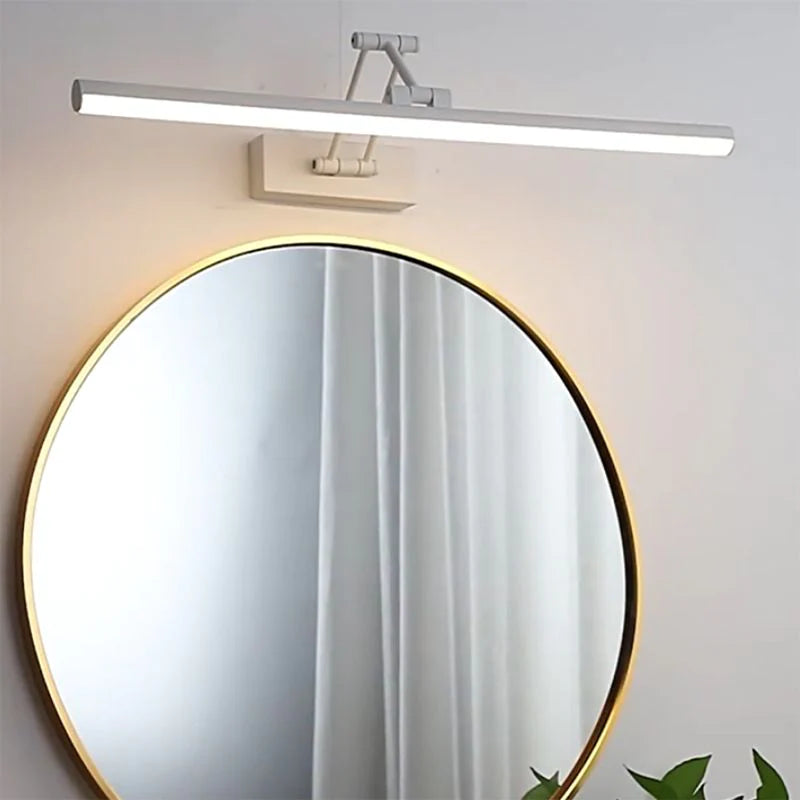 Adjustable LED wall sconce, modern design, great for bathroom vanity.
