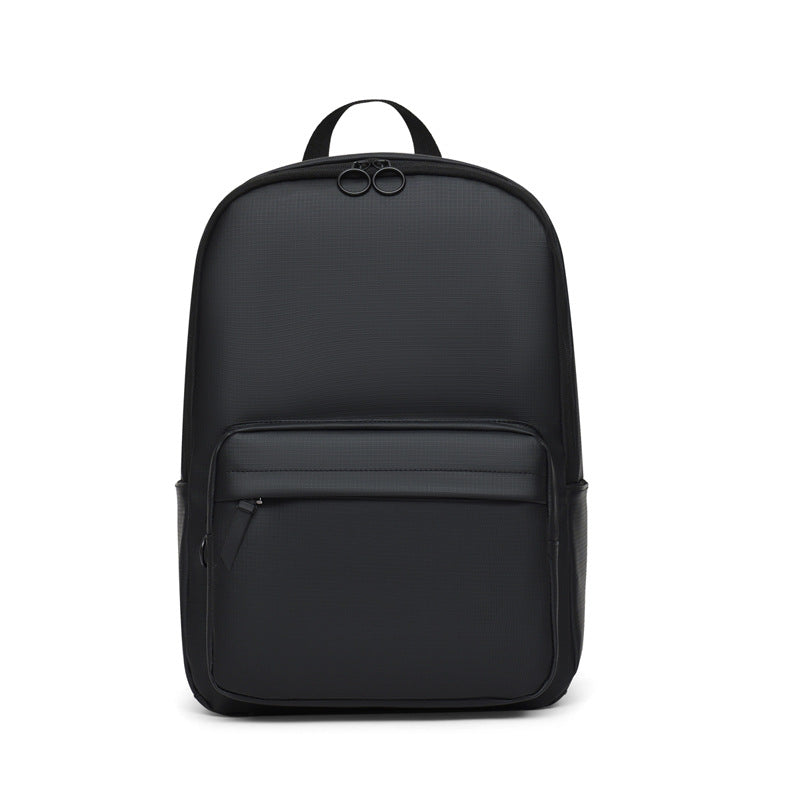 Unisex sleek textured 15-inch laptop backpack in black. Versatile, durable bag perfect for work, school, travel.