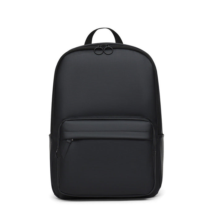 Unisex sleek textured 15-inch laptop backpack in black. Versatile, durable bag perfect for work, school, travel.