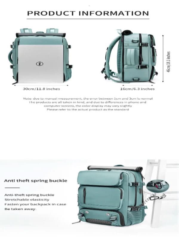 Close-up of the water-resistant fabric on a travel backpack, highlighting durability & modern design.