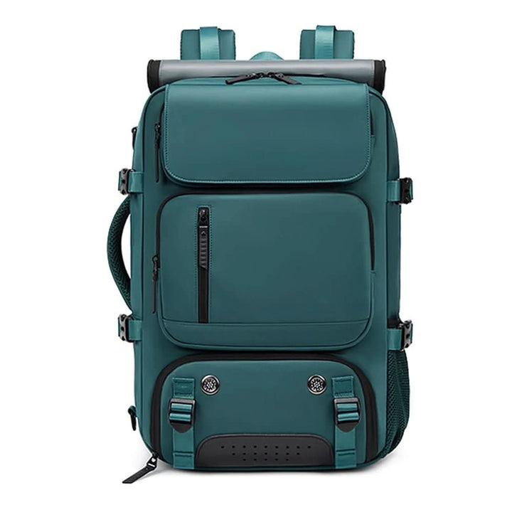Interior view of the organized travel backpack with multiple sleeves for laptop, tablet & essentials.