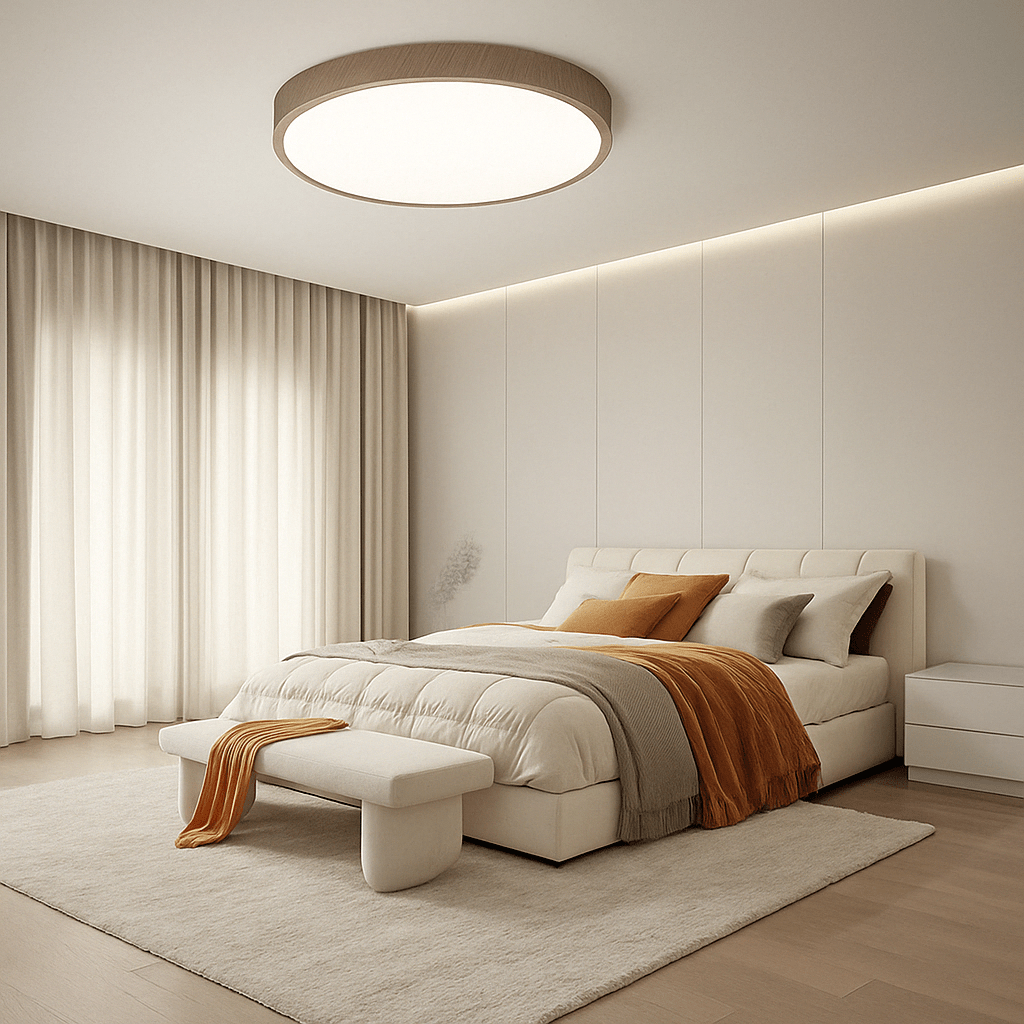 Ultrathin circular LED ceiling fixture, minimalist decor, and superior home illumination.