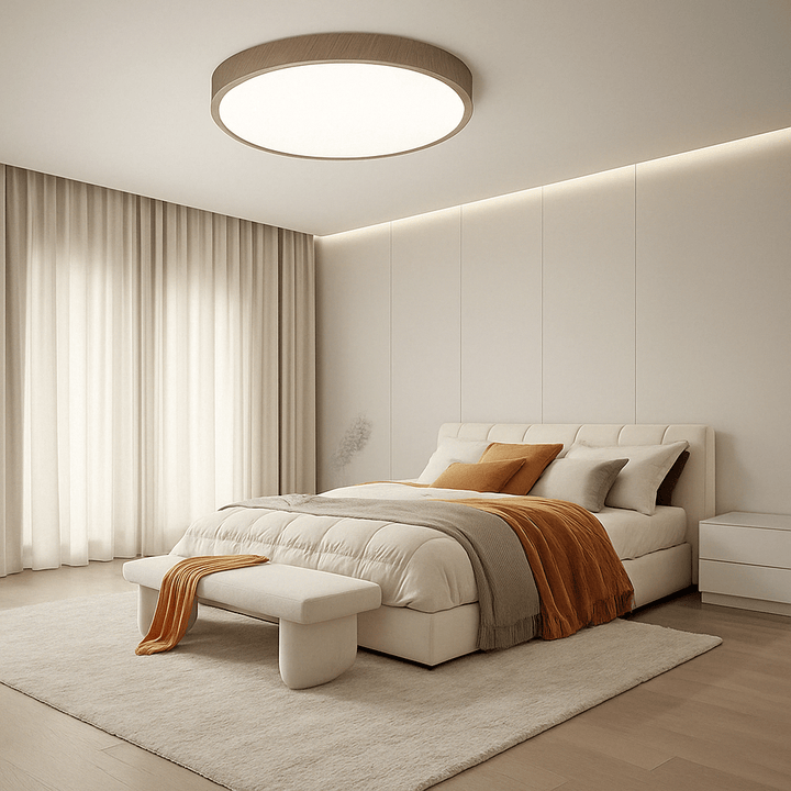 Ultrathin circular LED ceiling fixture, minimalist decor, and superior home illumination.