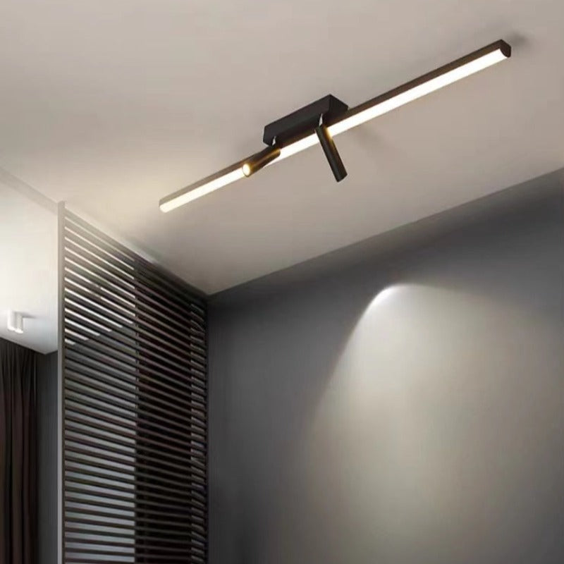 Metal linear LED flush mount light, a stylish contemporary ceiling fixture for any room.