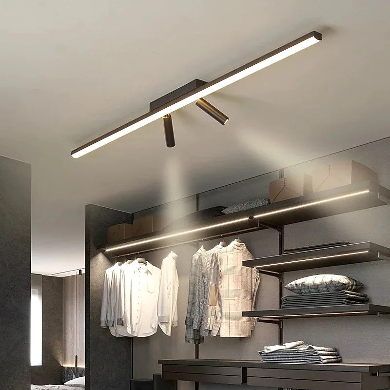 Modern indoor LED linear flush mount ceiling light, perfect for contemporary home decor.
