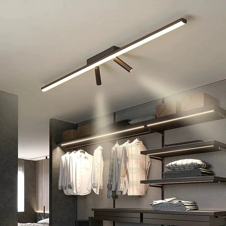 Modern indoor LED linear flush mount ceiling light, perfect for contemporary home decor.