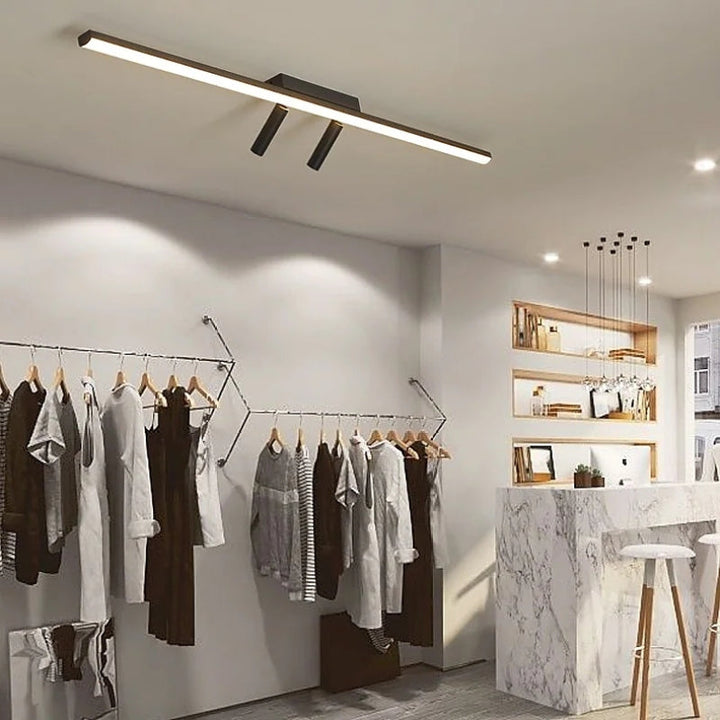 Contemporary linear flush mount LED light, an energy-efficient ceiling fixture for homes.