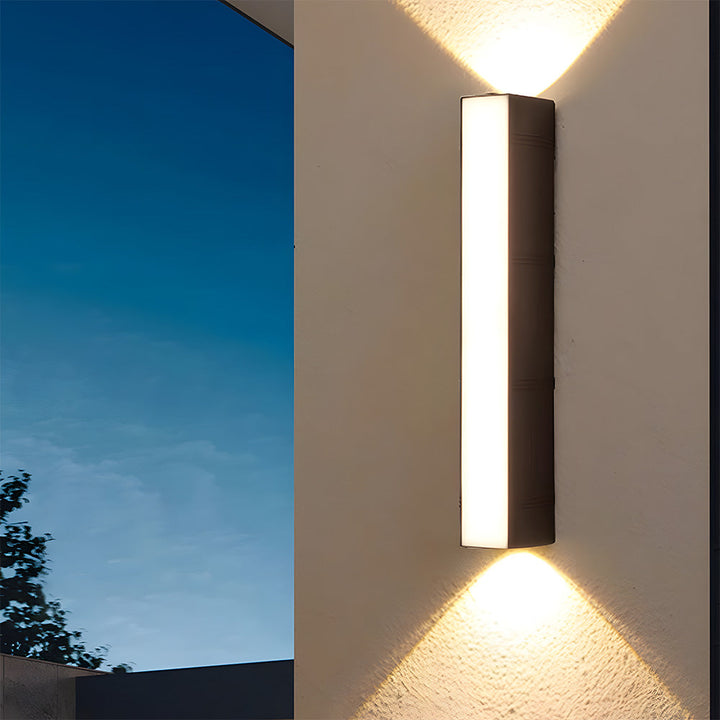 Modern outdoor LED light fixture, ideal for landscape lighting.