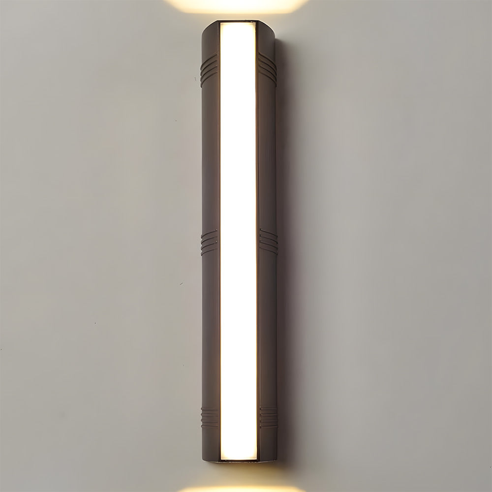 Energy-saving LED outdoor light for modern patio and garden walls.
