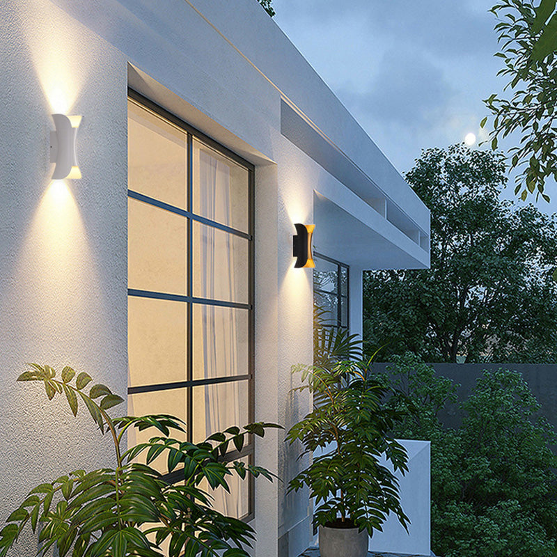 Mounted sleek modern LED outdoor wall light, enhancing contemporary home exteriors.