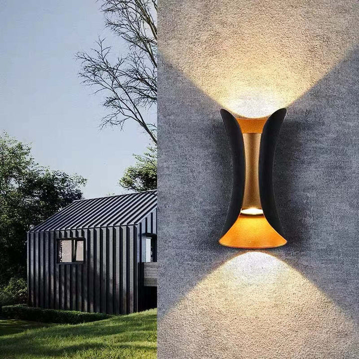 Contemporary LED wall light, complementing modern architectural outdoor exteriors.