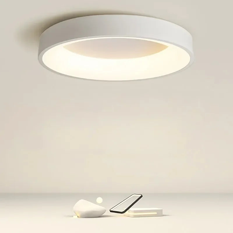 Elegant Contemporary Nordic LED Ceiling Lamp, providing bright home illumination for modern living rooms and bedrooms.