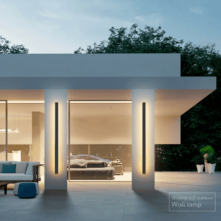 Weatherproof vertical LED outdoor wall lamp, perfect for patio or garden lighting. Durable & sleek exterior decor.