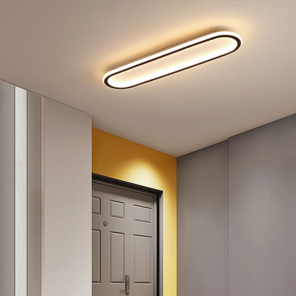 Rose gold oval flush mount LED ceiling light, adding a contemporary touch to homes.