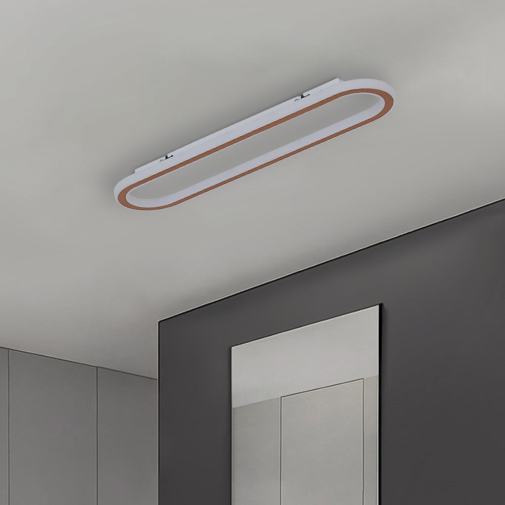 Sleek oval ceiling light, flush mount design, with energy-efficient LED lighting.