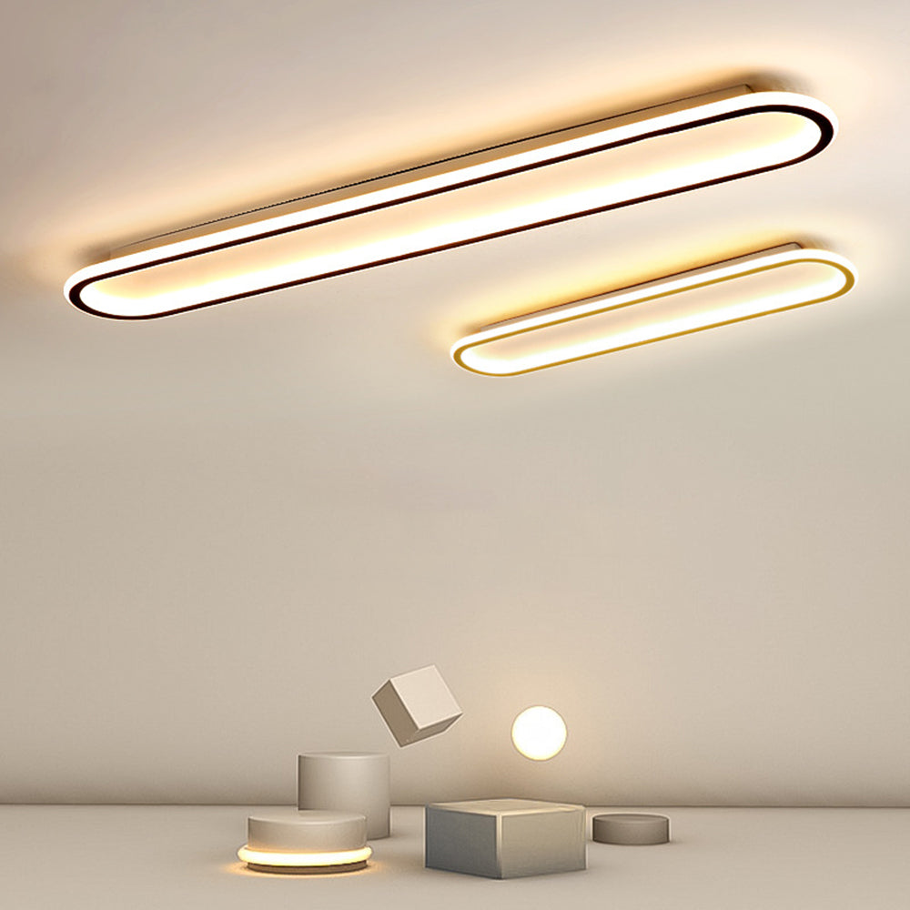 Modern oval flush mount light for ceilings, featuring a black contemporary finish.