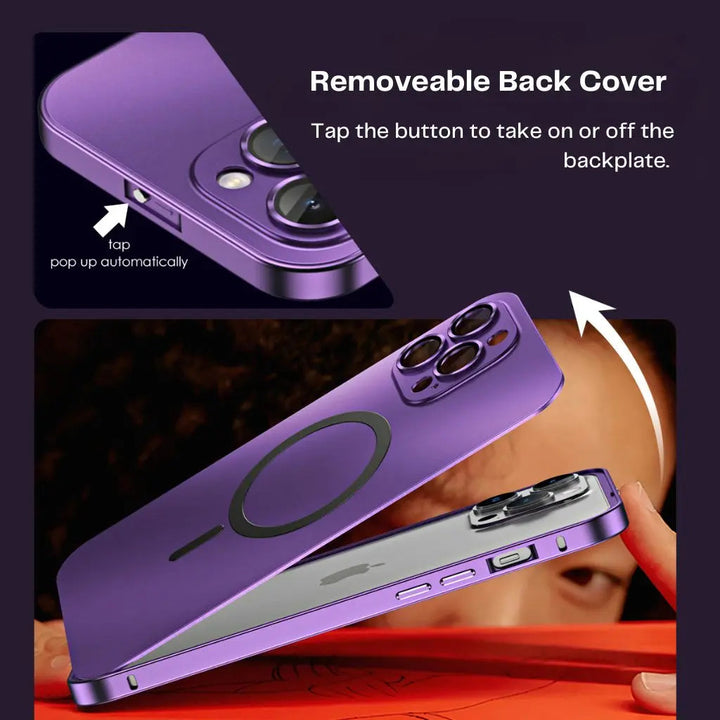 Premium slim magnetic metal iPhone case, durable phone cover for daily use.