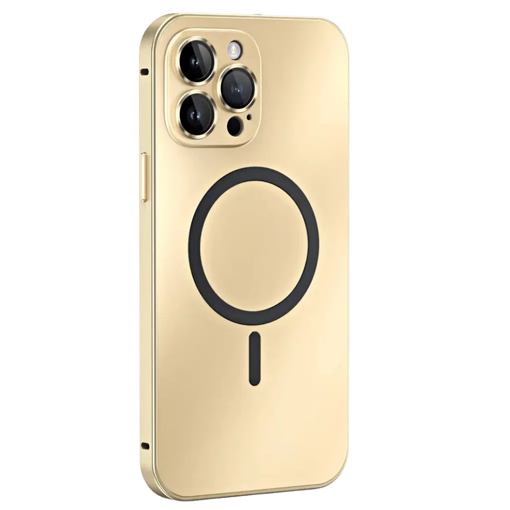 Lightweight yet strong magnetic metal iPhone case, slim, protective phone cover.