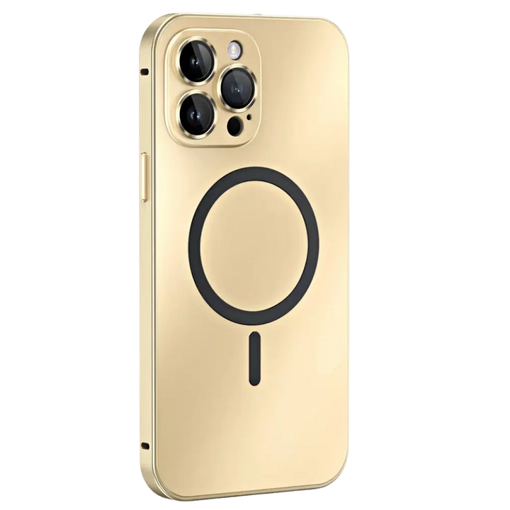 Lightweight yet strong magnetic metal iPhone case, slim, protective phone cover.
