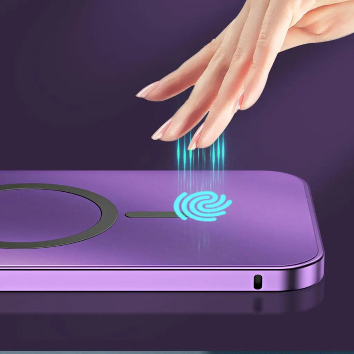Magnetic metal iPhone case, slim design, offers superior protective phone coverage.