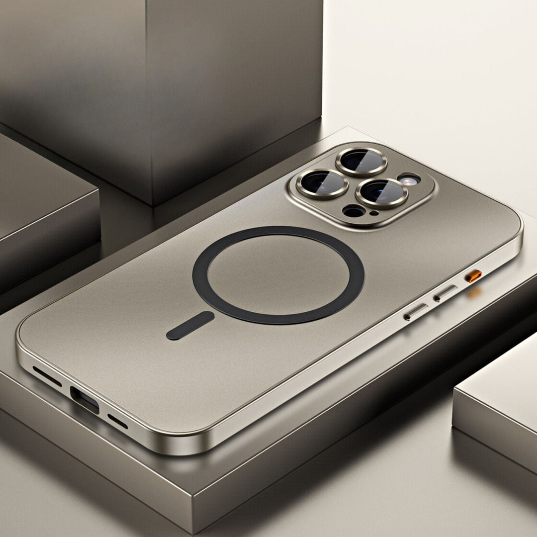 High-quality slim magnetic metal iPhone case, protective, durable phone cover & accessory.