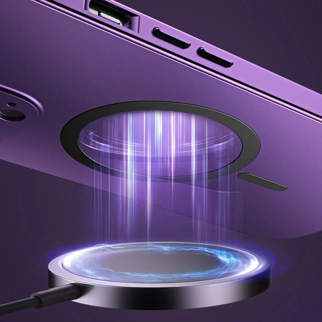 Stylish unisex magnetic metal iPhone case, ultra-slim, full protective coverage.