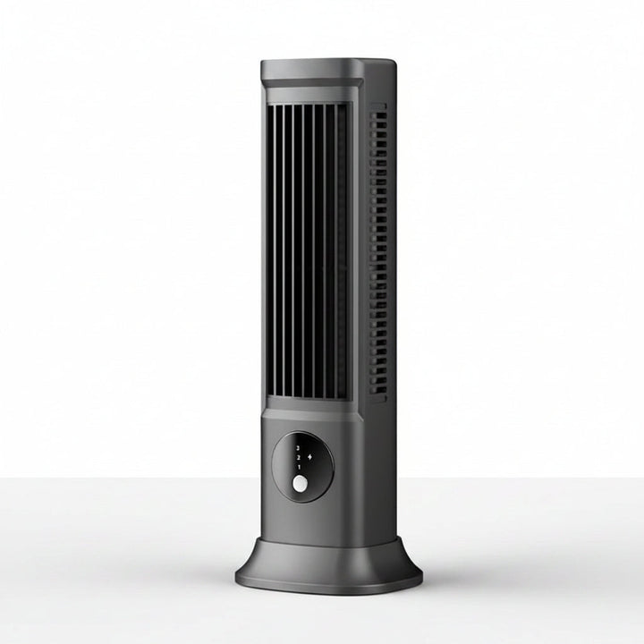 Portable oscillating tower fan with remote control. Slim, quiet design for efficient home and office air cooling.